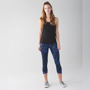 Lululemon Purple, Blue & Black Wunder Under Crop II Full-On Luon Leggings Size 4